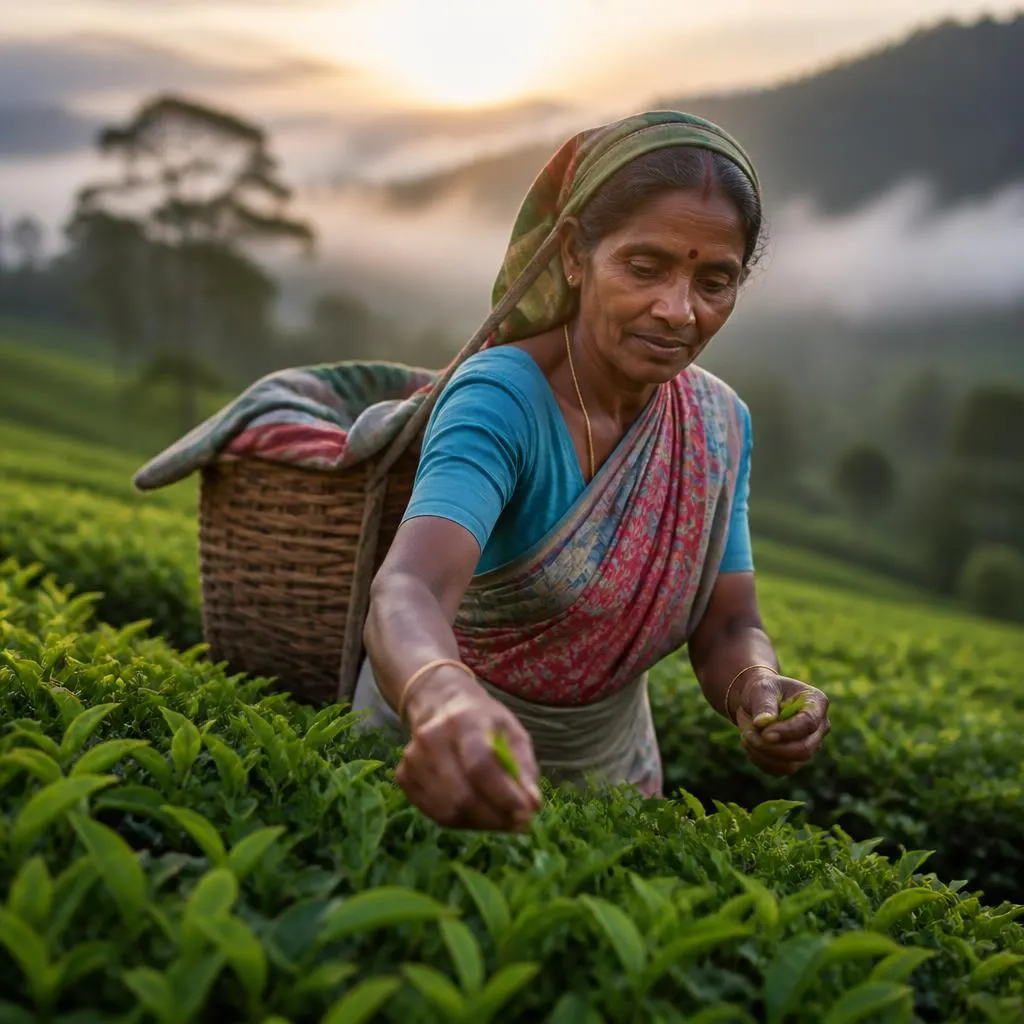 Tea plucker in the Sri Lankan highlands